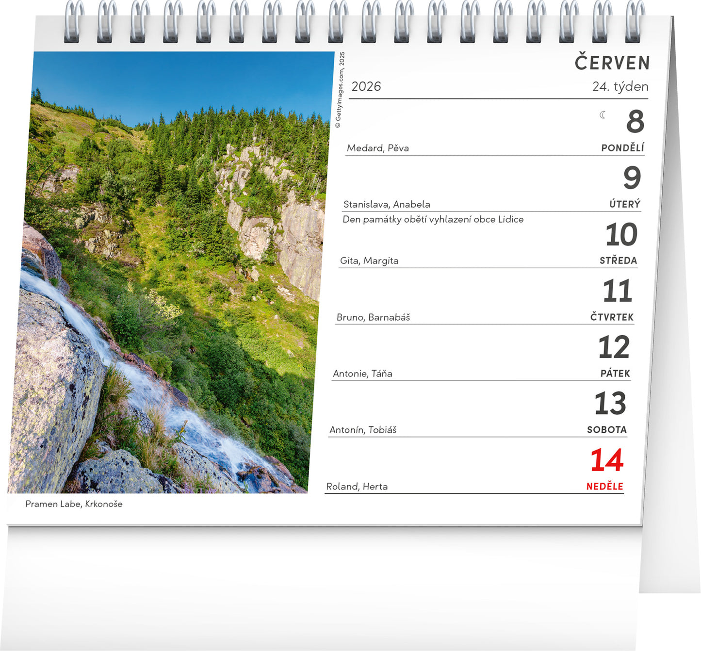 Stolní kalendář České hory 2026, 16,5 x 13 cm