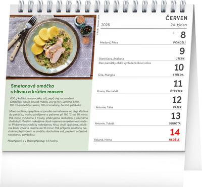 Stolní kalendář Česká kuchyně 2026, 16,5 x 13 cm