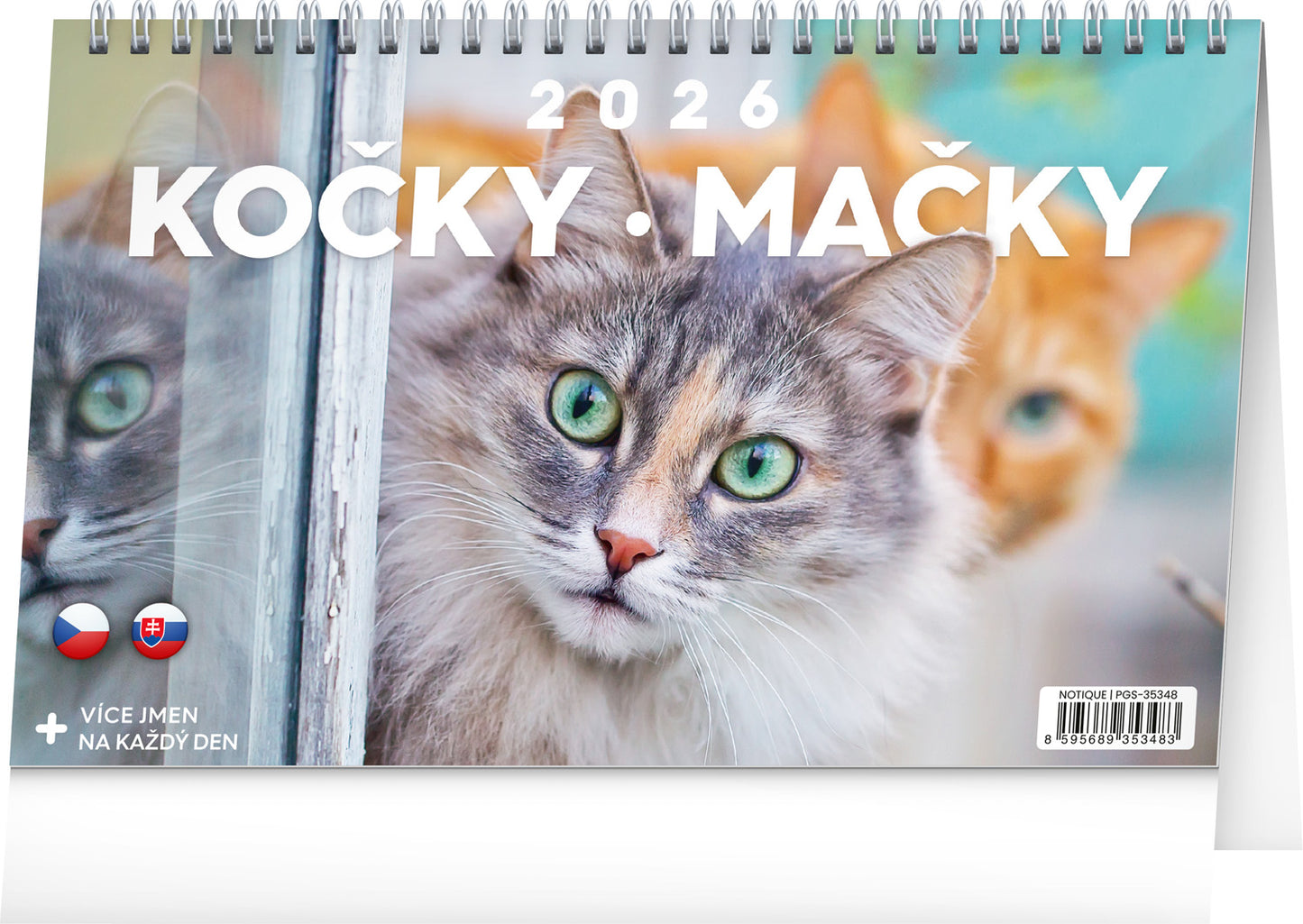 Stolní kalendář Kočky – Mačky CZ/SK 2026, 23,1 x 14,5 cm