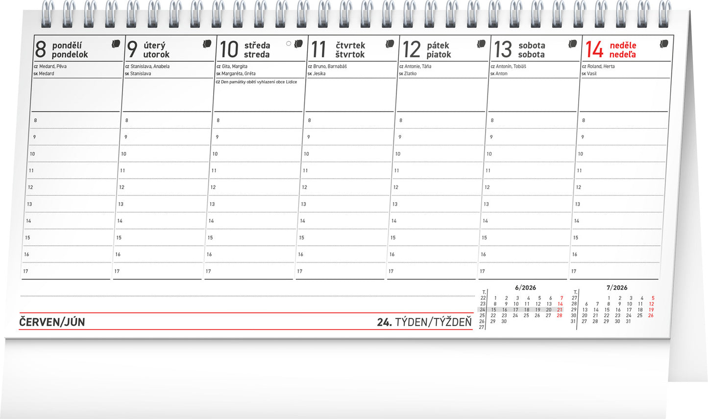 Stolní kalendář Plánovací CZ/SK 2026, 25 x 12,5 cm
