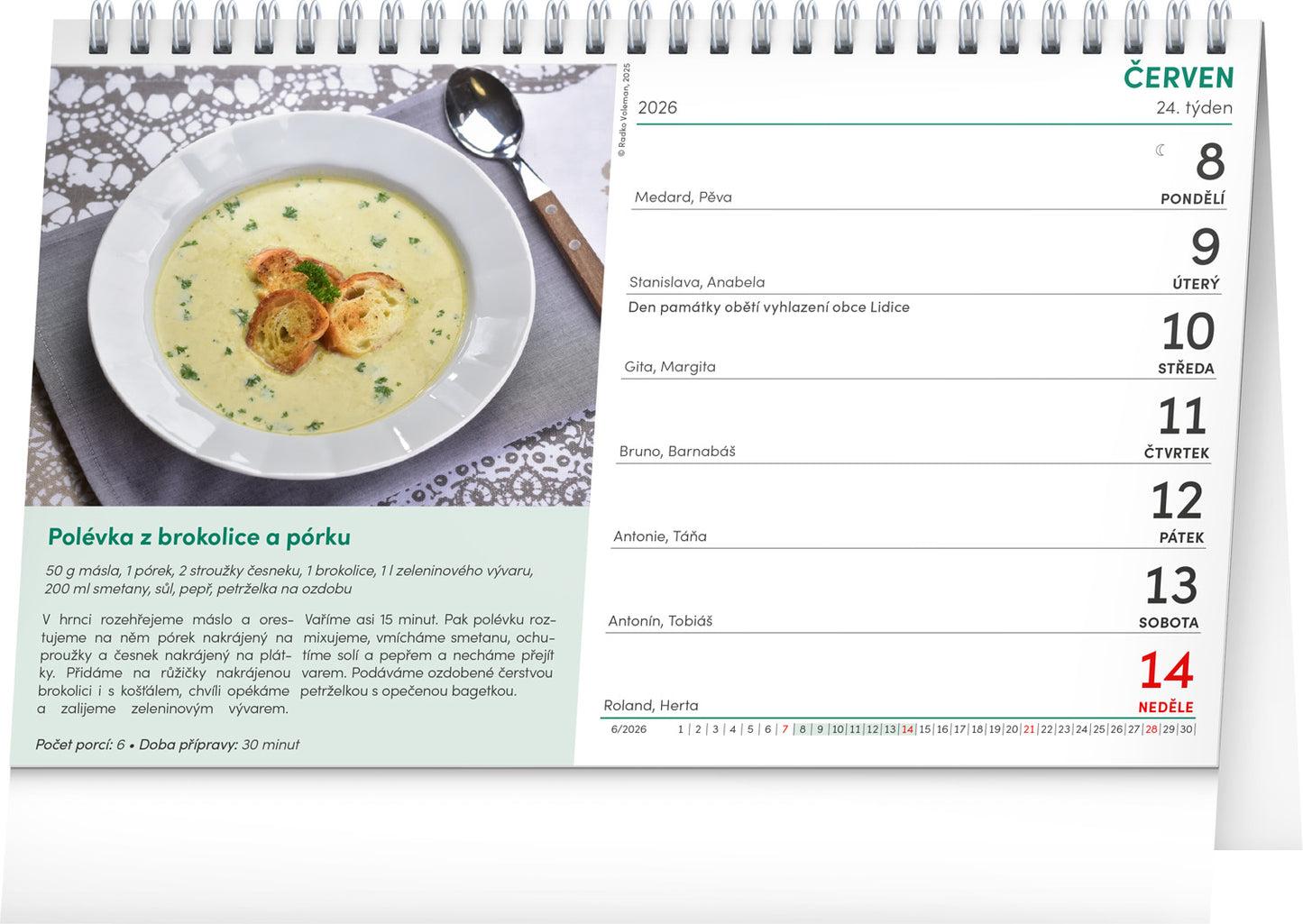 Stolní kalendář Polévky 2026, 23,1 x 14,5 cm