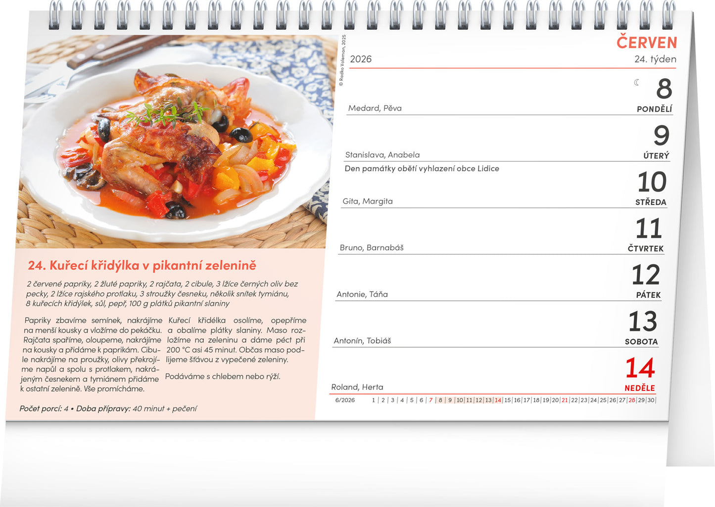 Stolní kalendář Středomořská kuchyně 2026, 23,1 x 14,5 cm