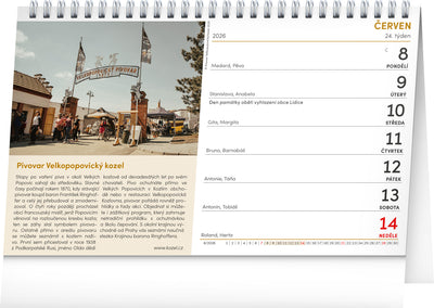 Stolní kalendář Putování za pivem 2026, 23,1 x 14,5 cm