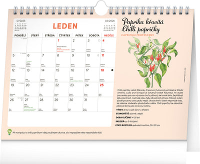 Měsíční plánovací kalendář se semínky 2026, 30 x 21 cm