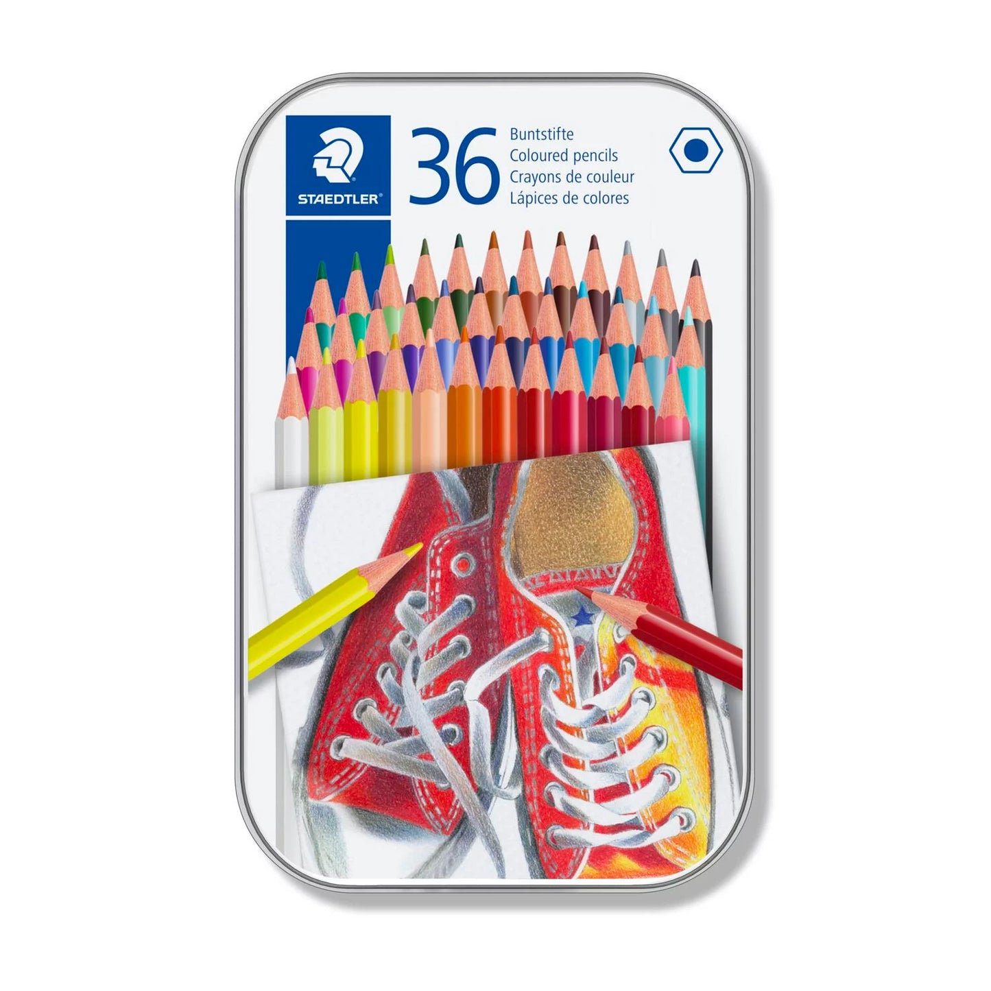 STAEDTLER Pastelky, 36 různých barev, sada, šestihranné, v kovovém boxu