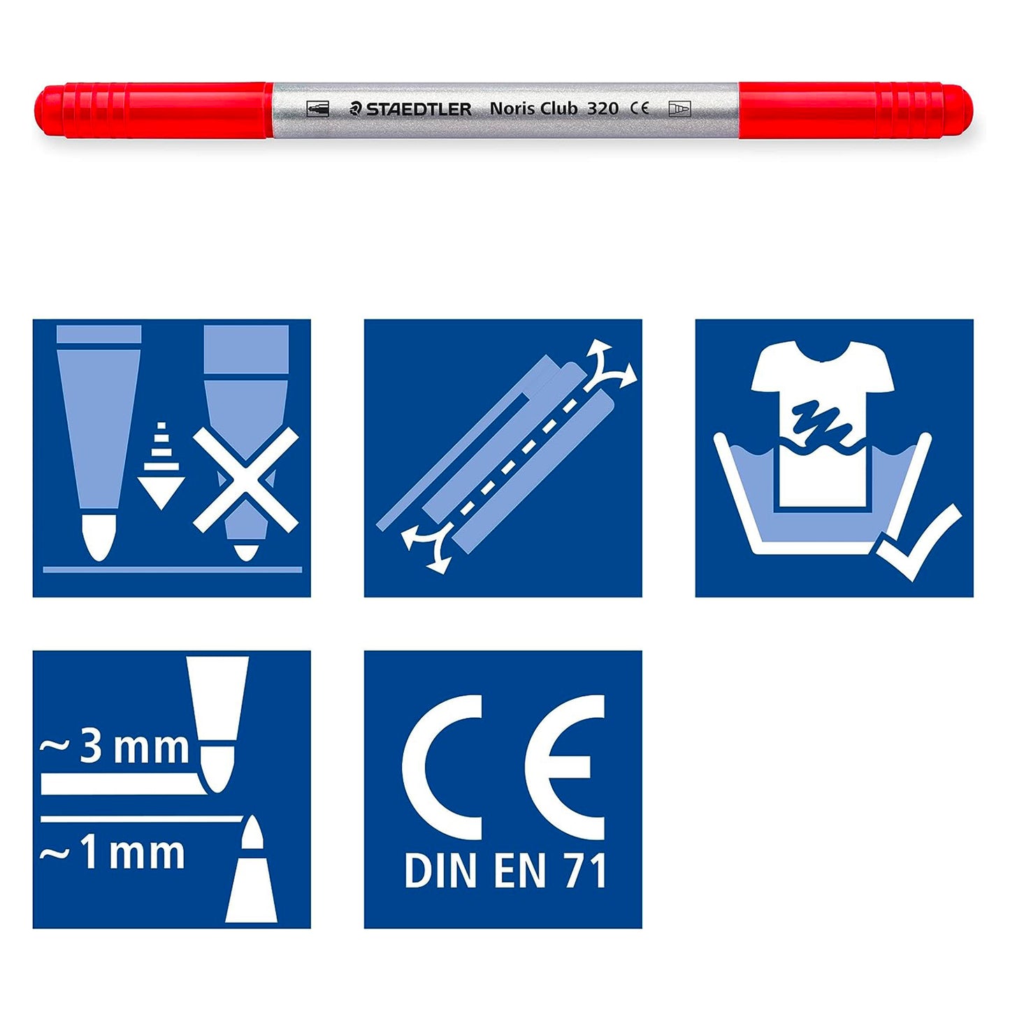 STAEDTLER Fixy "Noris Club 320", 12 barev, sada, 1-3 mm, oboustranné, vypratelné