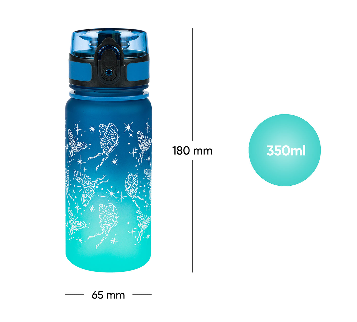 Tritanová láhev na pití Gradient Motýl, 350 ml