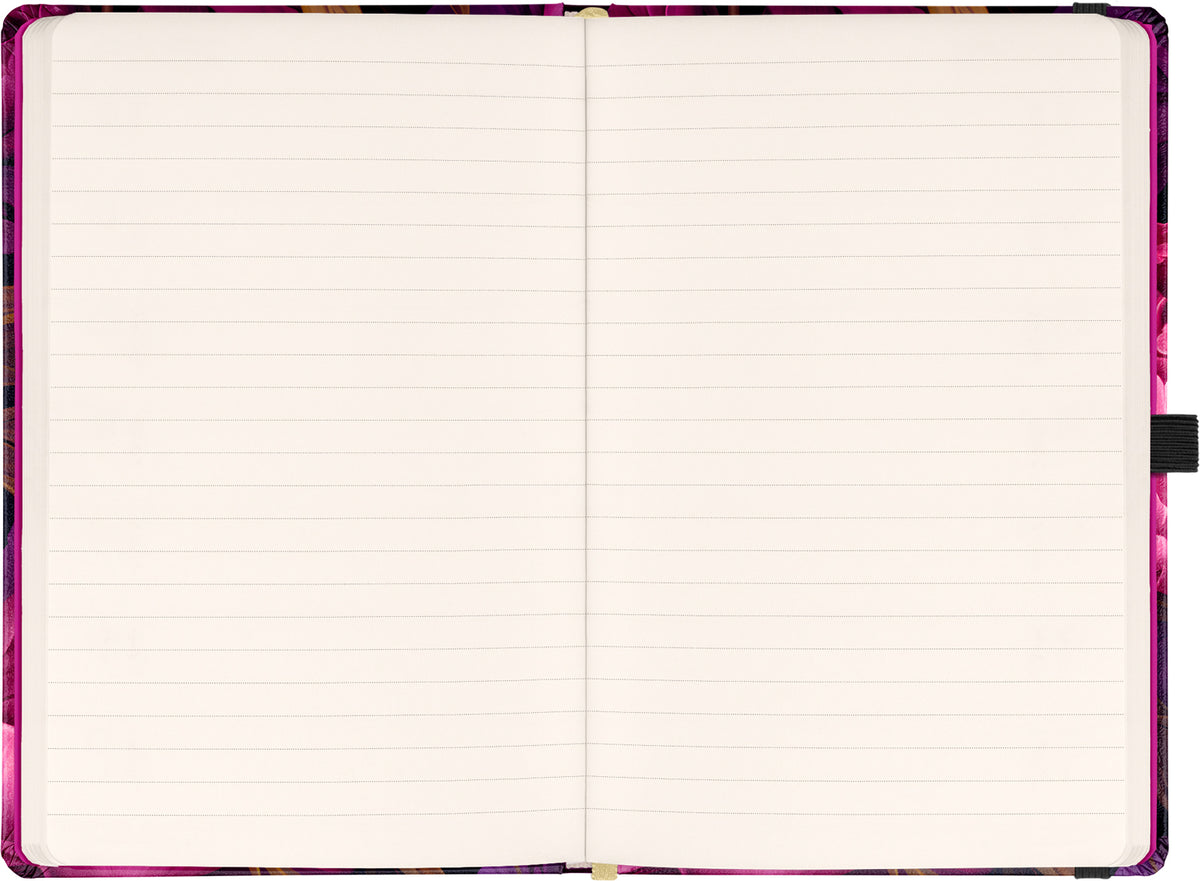 Notes Fialové květy, linkovaný, 13 × 21 cm