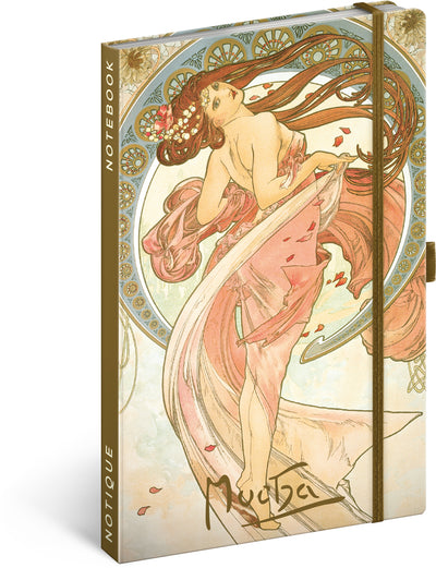 Notes Alfons Mucha – Tanec, linkovaný, 13 × 21 cm