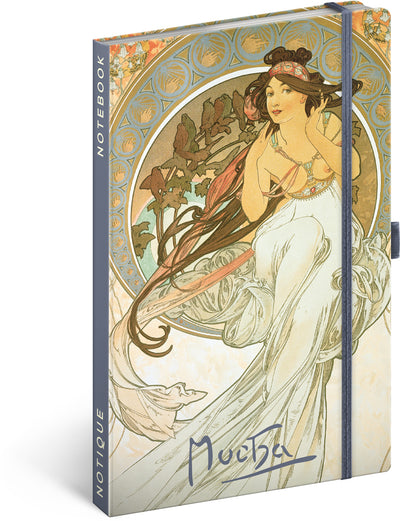 Notes Alfons Mucha - Hudba, linkovaný, 13 × 21 cm