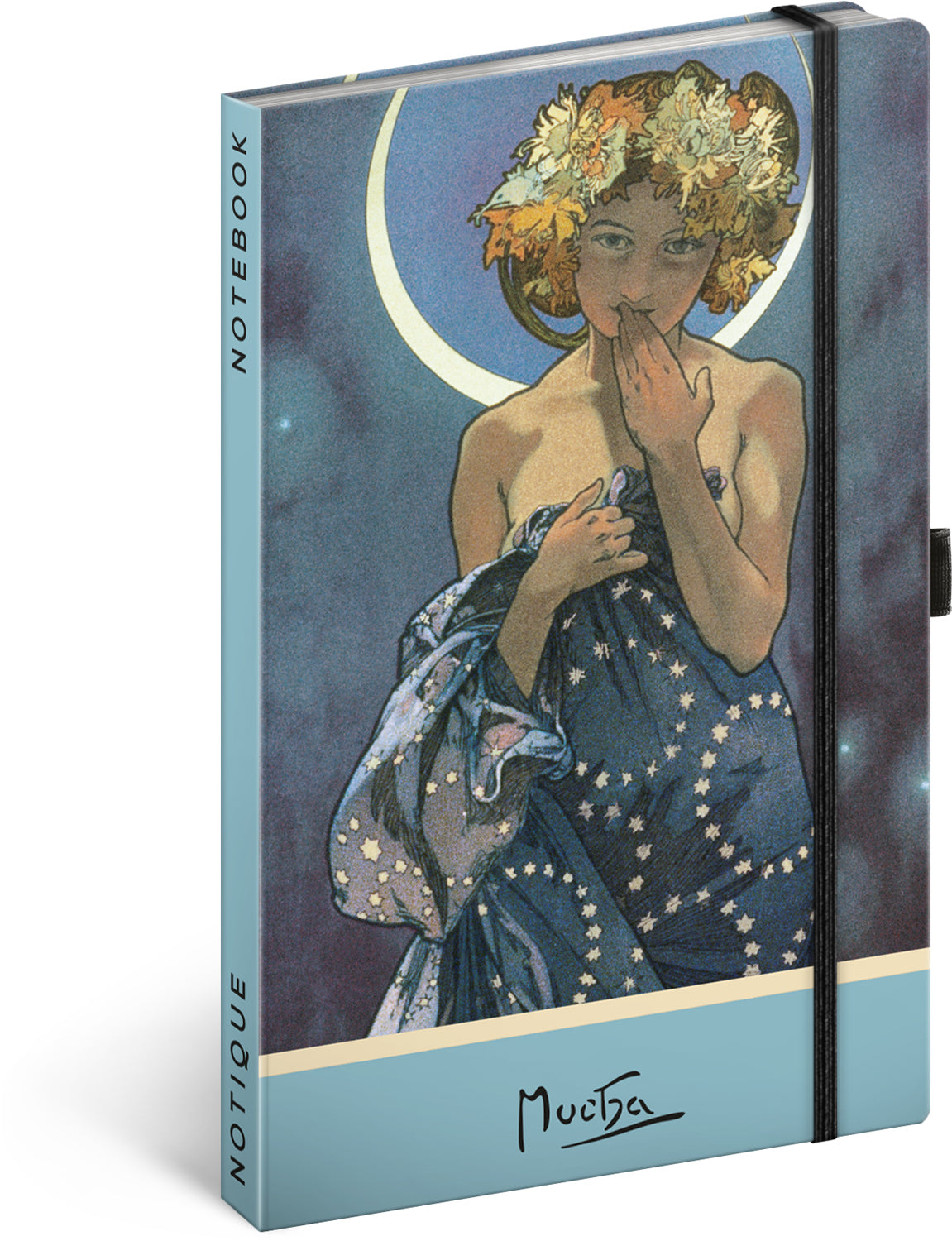 Notes Alfons Mucha – Luna, tečkovaný, 13 × 21 cm
