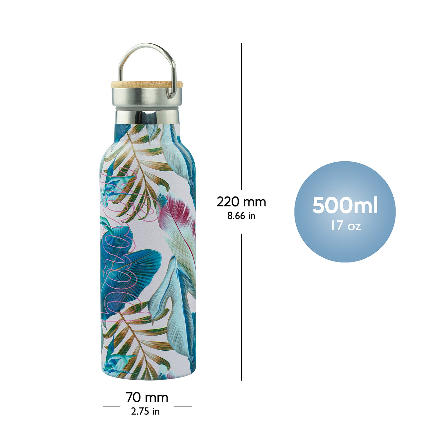 Termoláhev s bambusovým víčkem Leafs, 500 ml