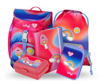 Školní set Airy  Duha červený II