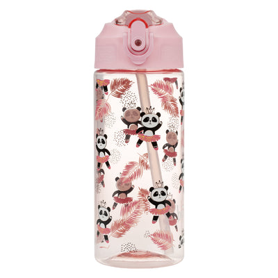 Tritanová láhev na pití s brčkem Panda, 500 ml