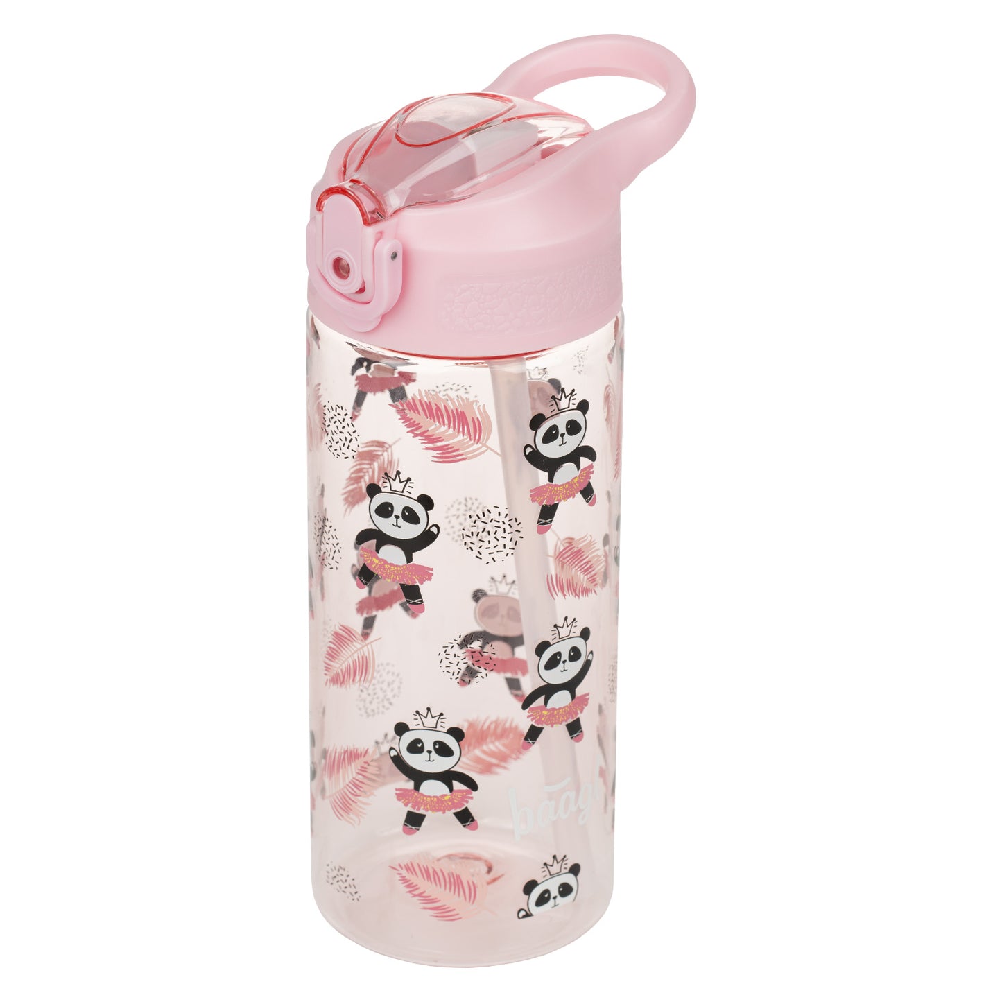 Tritanová láhev na pití s brčkem Panda, 500 ml
