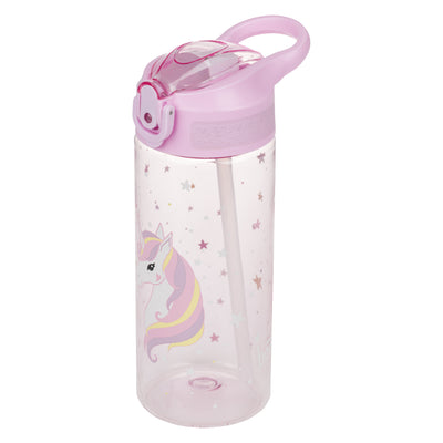 Tritanová láhev na pití s brčkem Rainbow Unicorn, 500 ml