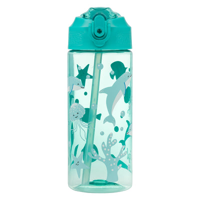 Tritanová láhev na pití s brčkem Delfín, 500 ml