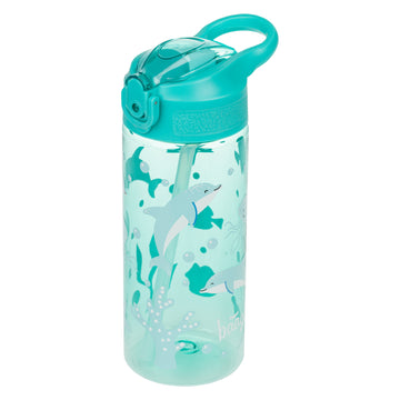 Tritanová láhev na pití s brčkem Delfín, 500 ml