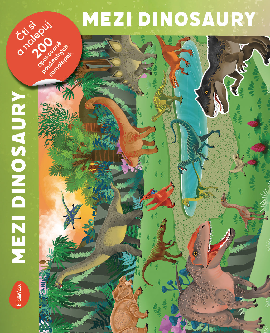Čti a nalepuj – MEZI DINOSAURY, kniha se samolepkami