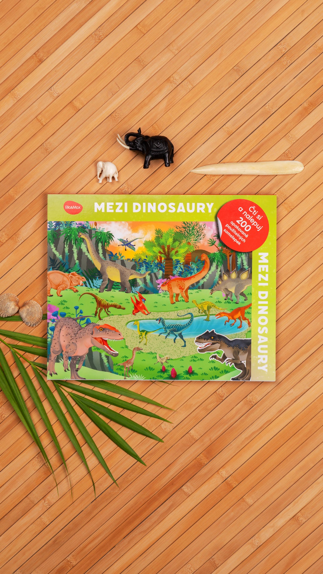 Čti a nalepuj – MEZI DINOSAURY, kniha se samolepkami