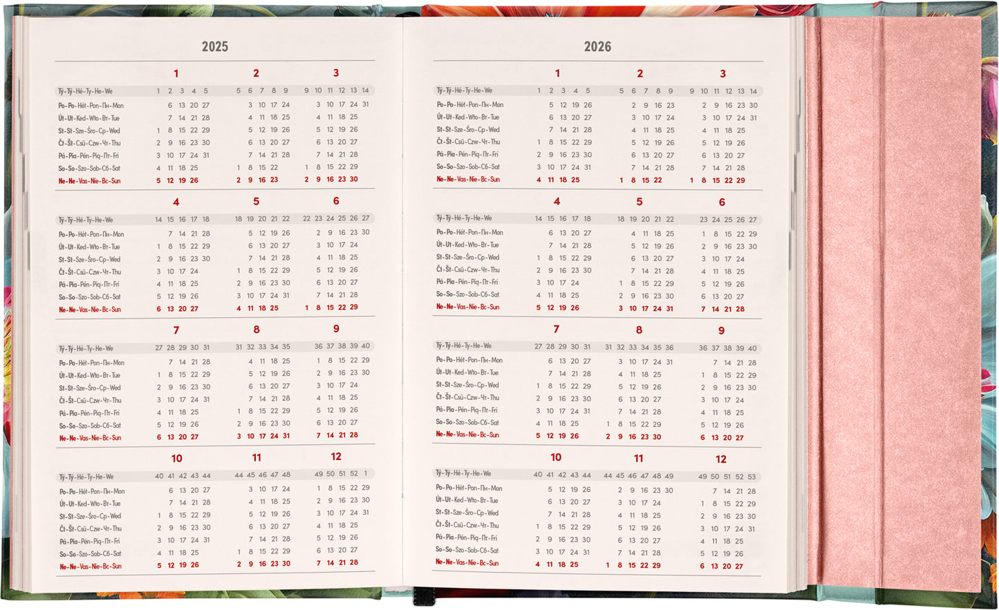 Týdenní magnetický diář Květiny 2025, 11 × 16 cm
