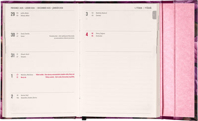 Týdenní magnetický diář Fialové květy 2026, 11 x 16 cm