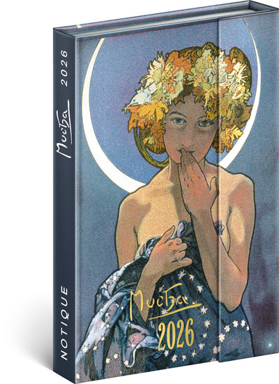 Týdenní magnetický diář Alfons Mucha 2026, 11 x 16 cm