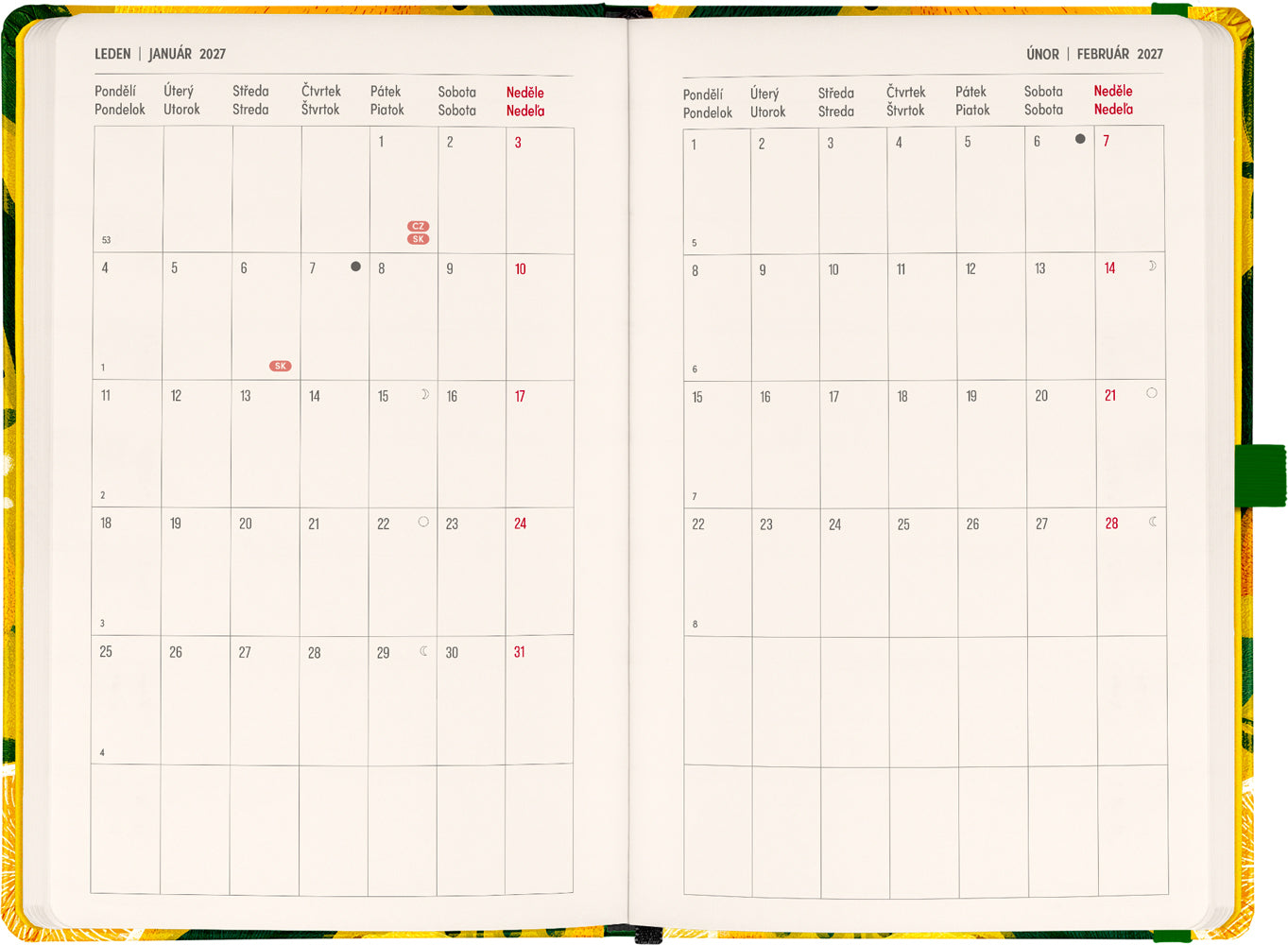 Planbook diář/notes Citróny 2027, 13 x 21 cm