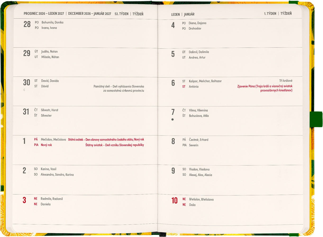 Planbook diář/notes Citróny 2027, 13 x 21 cm