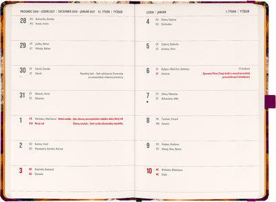 Planbook diář/notes Vintage květy 2027, 13 x 21 cm