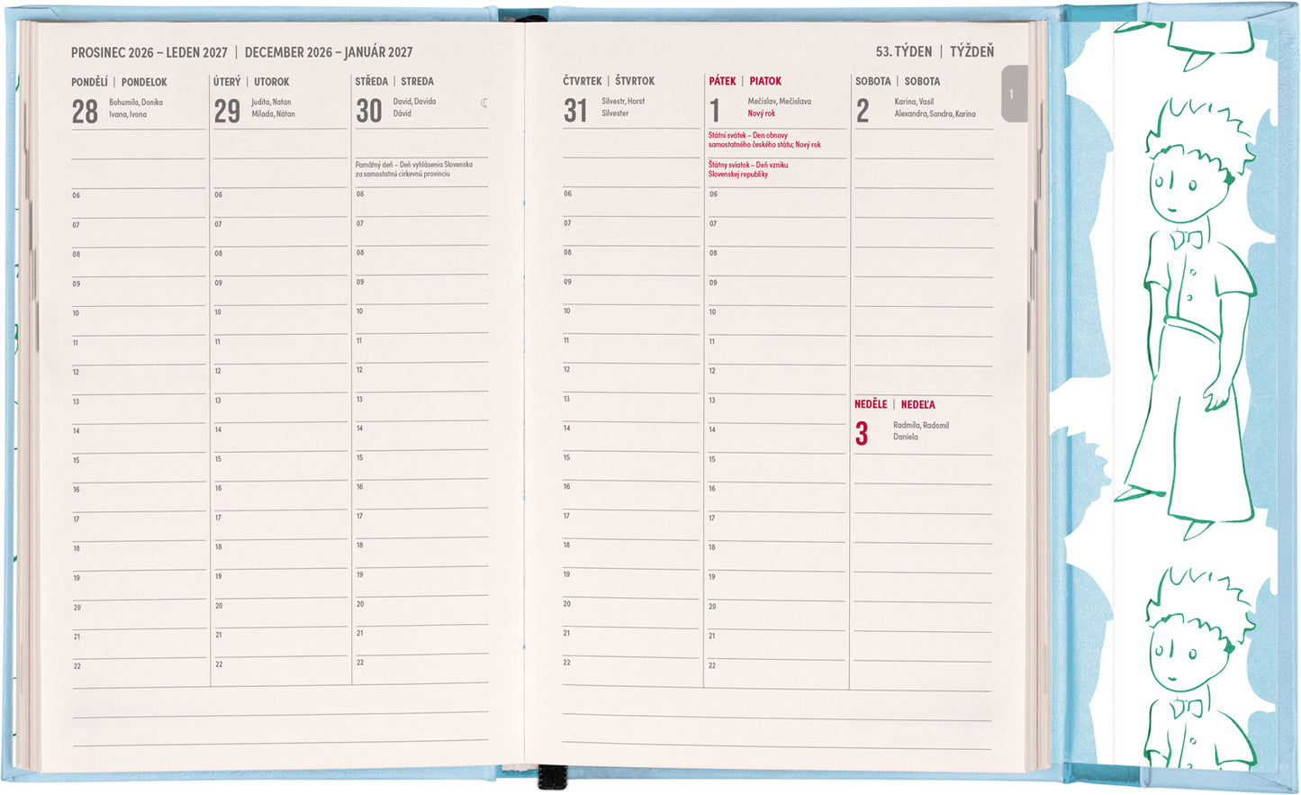 Týdenní magnetický diář Malý princ 2027, 11 x 16 cm