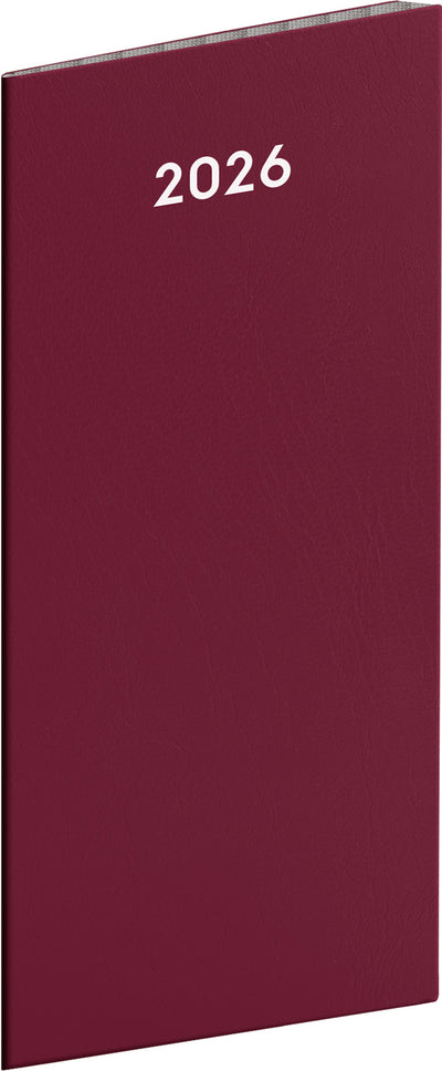 Kapesní diář Vínový 2026, plánovací měsíční, 8 x 18 cm