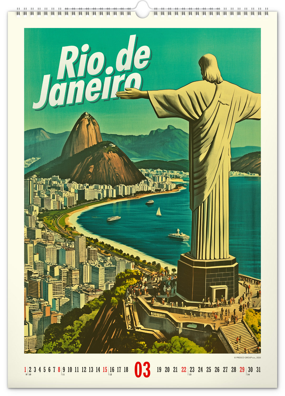 Nástěnný kalendář Vintage plakáty – světová města 2026, 33 x 46 cm