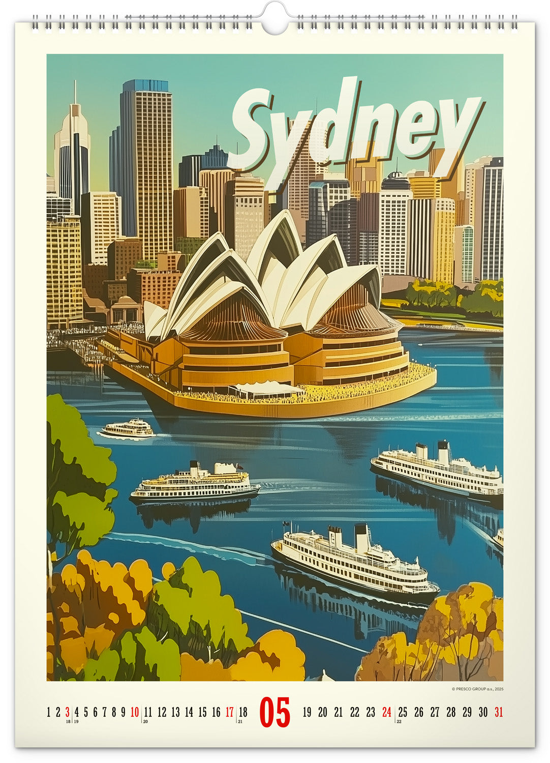 Nástěnný kalendář Vintage plakáty – světová města 2026, 33 x 46 cm