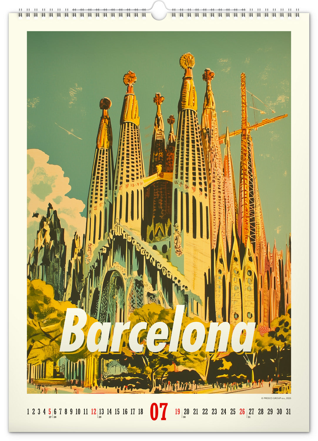 Nástěnný kalendář Vintage plakáty – světová města 2026, 33 x 46 cm