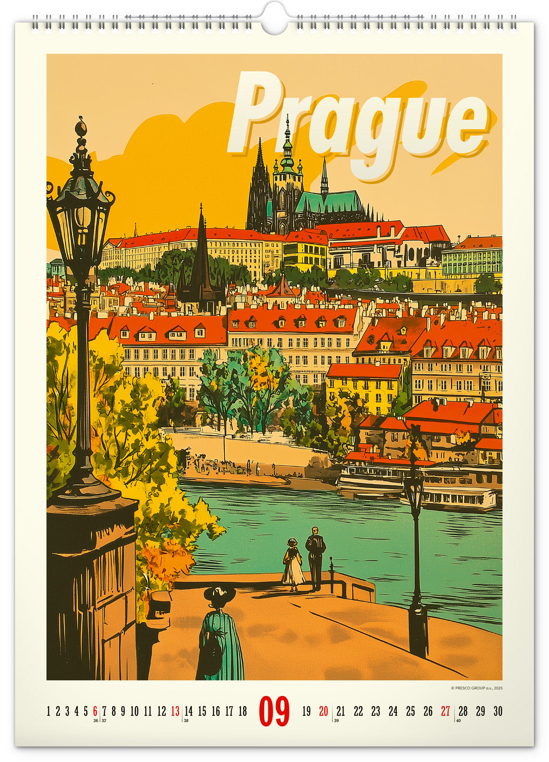 Nástěnný kalendář Vintage plakáty – světová města 2026, 33 x 46 cm