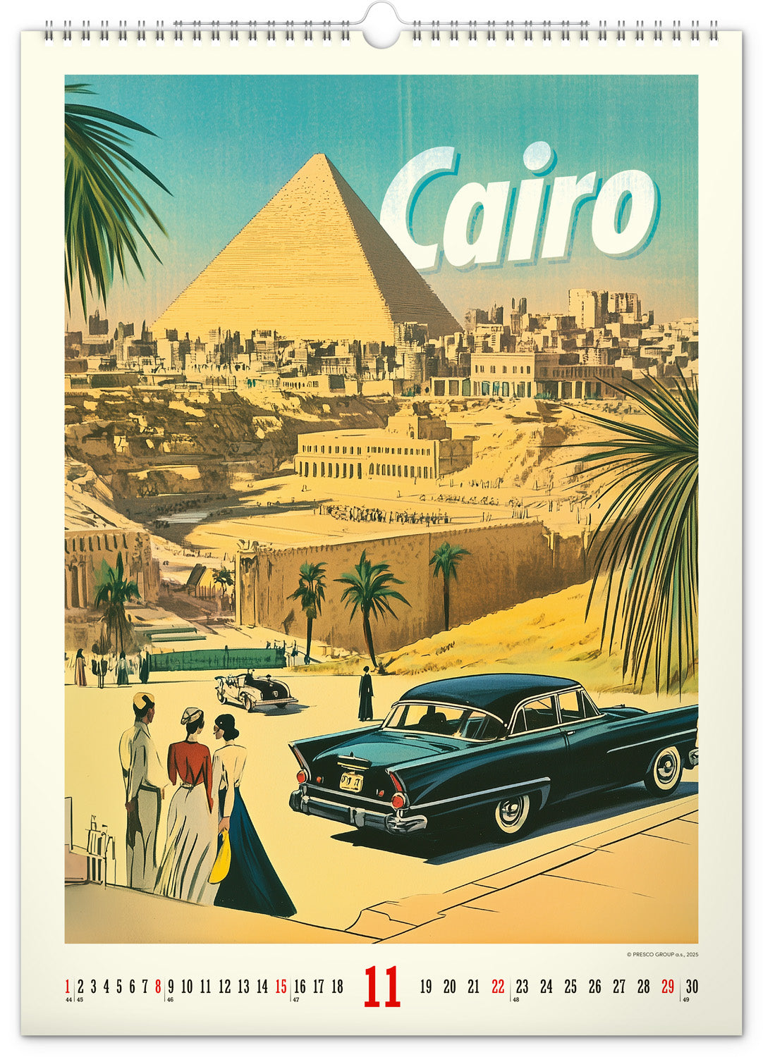 Nástěnný kalendář Vintage plakáty – světová města 2026, 33 x 46 cm