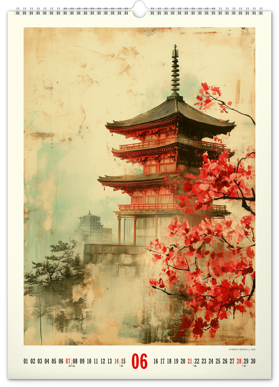 Nástěnný kalendář Vintage plakáty – japonské umění 2026, 33 x 46 cm
