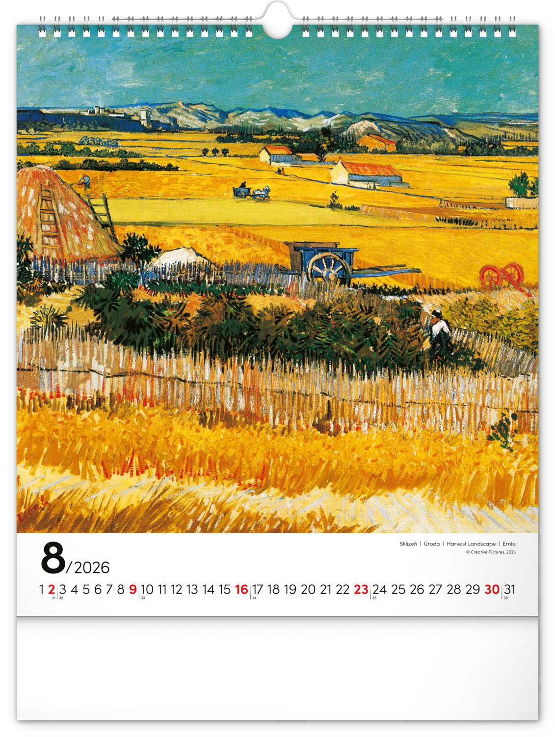 Nástěnný kalendář Vincent van Gogh 2026, 30 x 34 cm