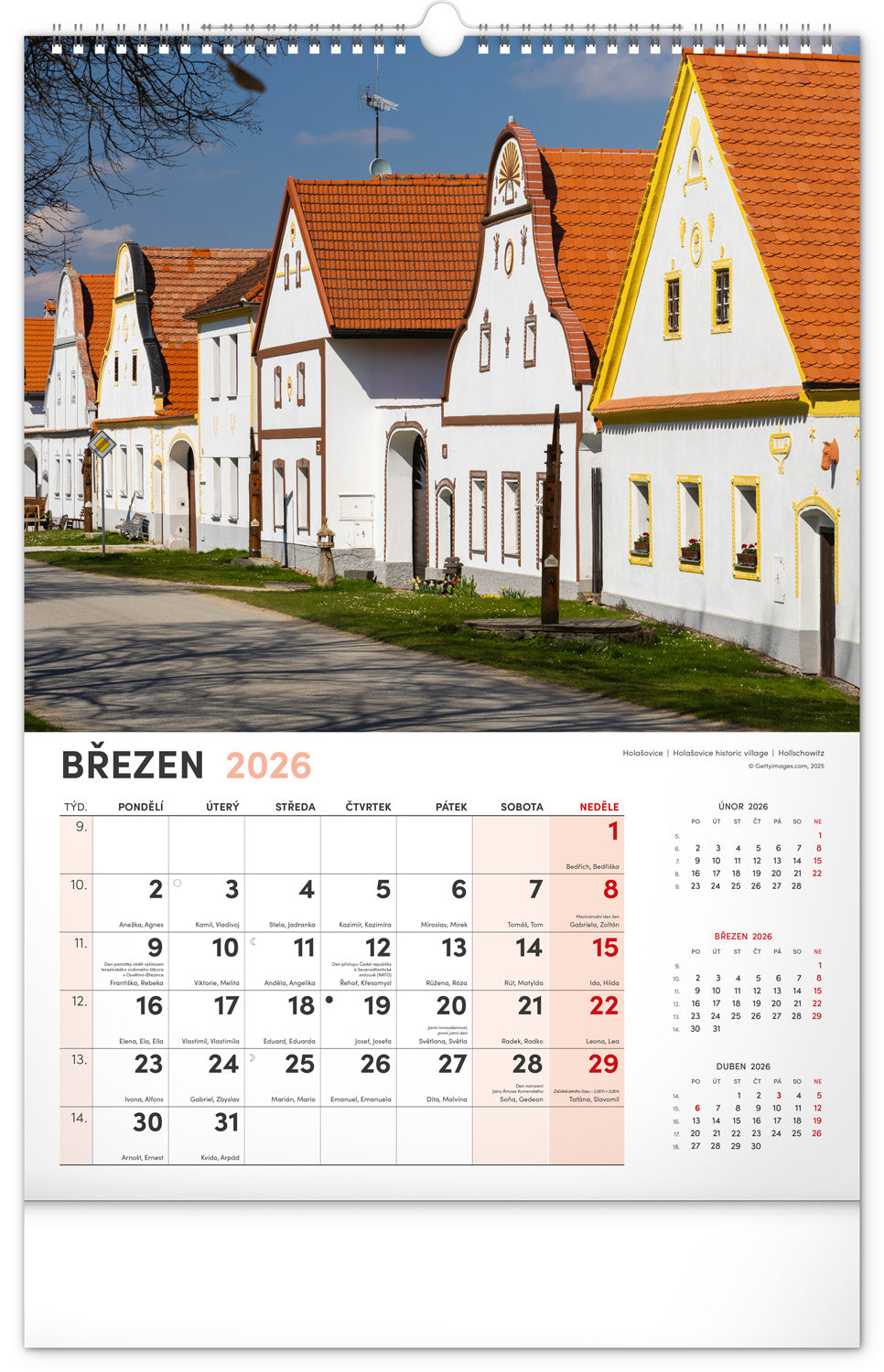 Nástěnný kalendář Má vlast 2026, 33 x 46 cm