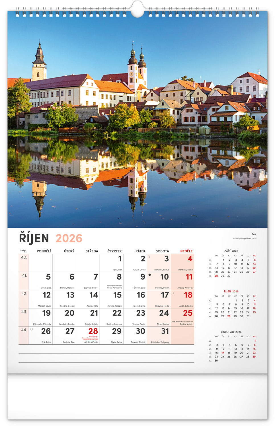 Nástěnný kalendář Má vlast 2026, 33 x 46 cm