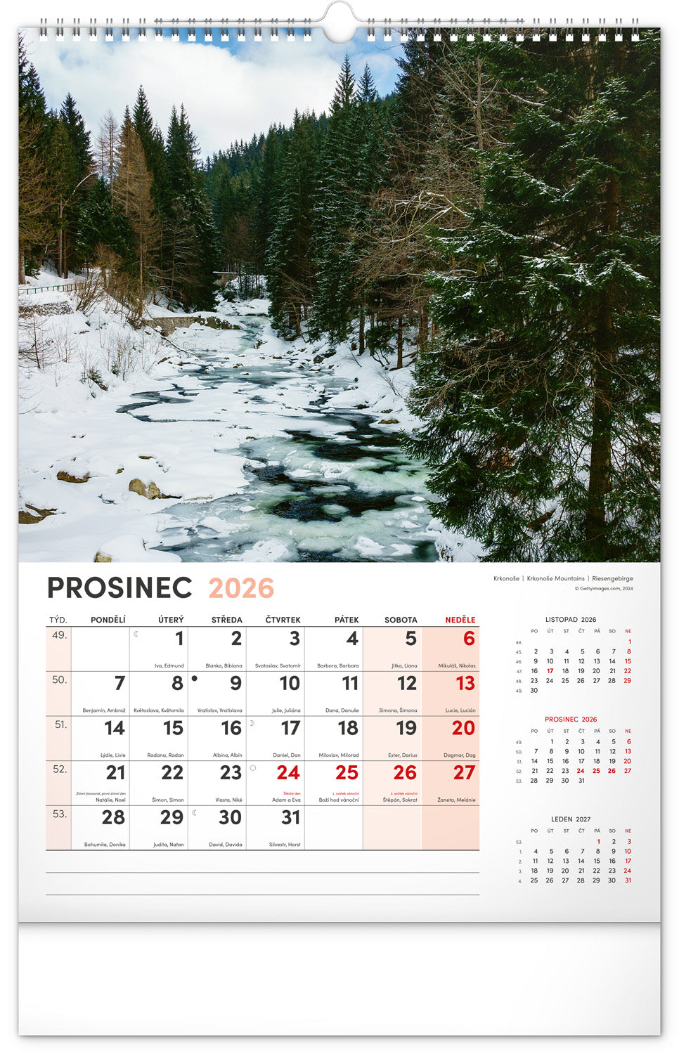 Nástěnný kalendář Má vlast 2026, 33 x 46 cm