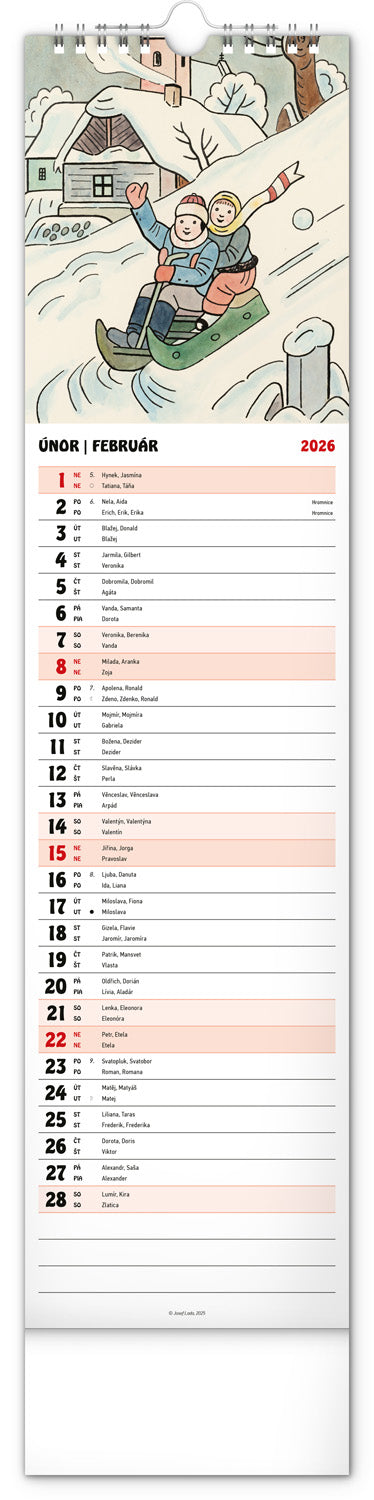 Nástěnný kalendář Josef Lada 2026, 12 x 48 cm