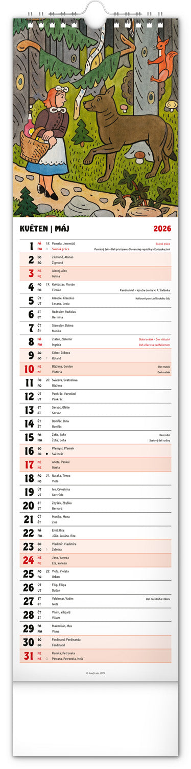 Nástěnný kalendář Josef Lada 2026, 12 x 48 cm