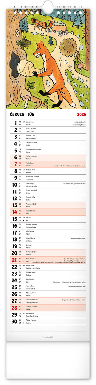 Nástěnný kalendář Josef Lada 2026, 12 x 48 cm