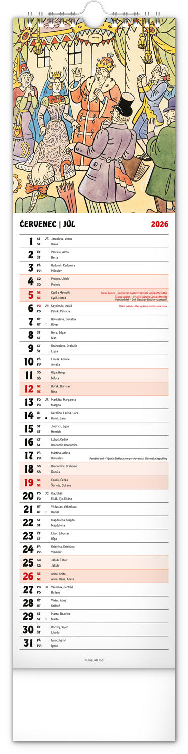 Nástěnný kalendář Josef Lada 2026, 12 x 48 cm