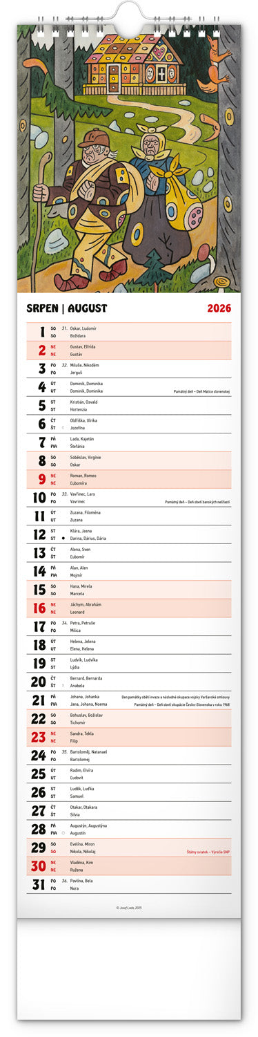 Nástěnný kalendář Josef Lada 2026, 12 x 48 cm
