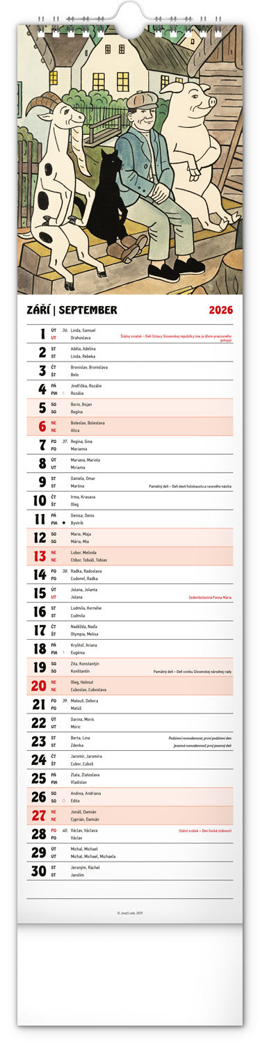Nástěnný kalendář Josef Lada 2026, 12 x 48 cm