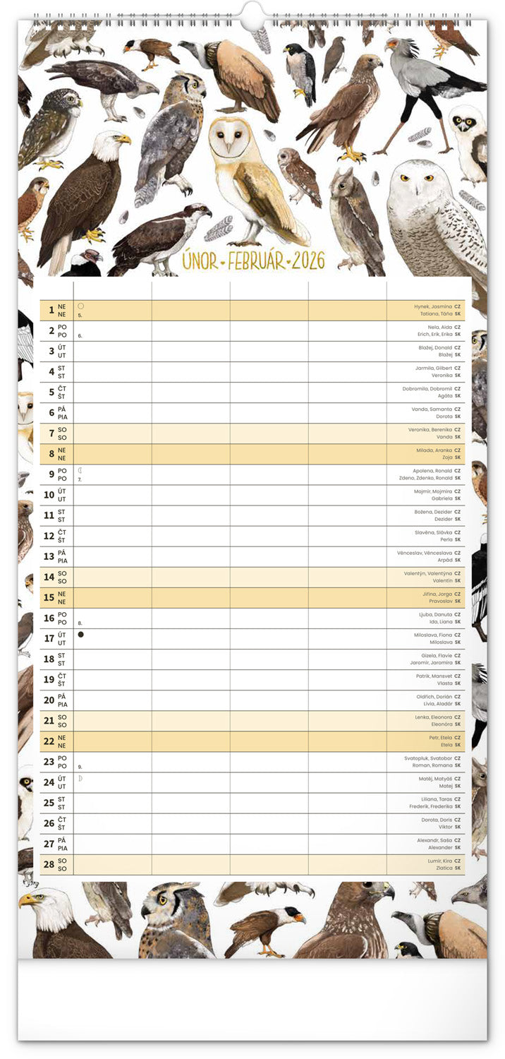 Nástěnný kalendář Rodinný plánovací Animalium 2026, 21 x 42 cm