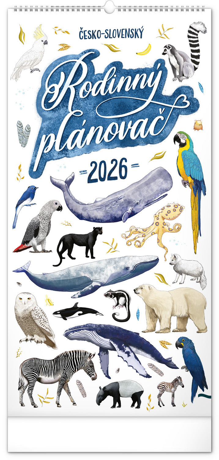 Nástěnný kalendář Rodinný plánovací Animalium 2026, 21 x 42 cm